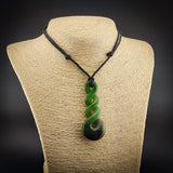Natural Jade Pikorua Triple Twist Pendant Necklace (N2202)
