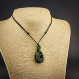 Natural Jade Koru Twist Pendant Necklace (N2227)