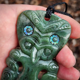 Natural Jade XL Tiki Pendant Necklace (N1101)