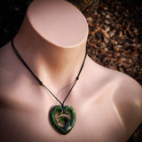 Natural Nephrite Jade Triple Koru Heart Pendant Necklace (N1063)