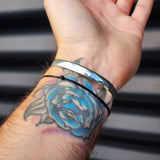 Solid Sterling Silver & Natural Labradorite Handmade Cuff Bracelet