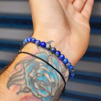 6mm Natural Lapis Lazuli Elastic Bead Bracelet