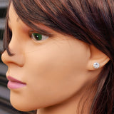 7mm Clear CZ & Solid 925 Sterling Silver Round Stud Earrings