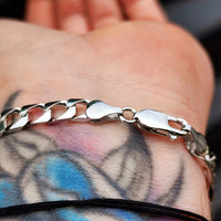 Solid 925 Italian Sterling Silver 5.5mm Curb Chain Bracelet
