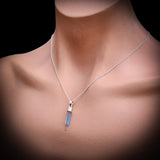 925 Sterling Silver & Natural Aquamarine Stick Handmade Pendant Necklace