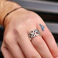 Solid 925 Sterling Silver 15mm Chunky Multi Shaped Ring