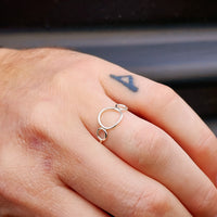 (Q) Solid 925 Sterling Silver 3 Circle Ring