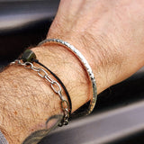 Solid 925 Sterling Silver Rustic Hammer Finish Handmade Bracelet