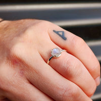 Solid 925 Sterling Silver & Natural Moonstone Double Claw Signet Ring