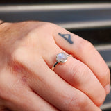 Solid 925 Sterling Silver & Natural Moonstone Double Claw Signet Ring