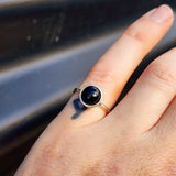 Solid 925 Sterling Silver & 10mm Natural Black Onyx Round Signet Ring