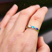 (T) Solid 925 Sterling Silver & 4x Mixed Gemstone Setting Ring