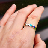 (T) Solid 925 Sterling Silver & 4x Mixed Gemstone Setting Ring