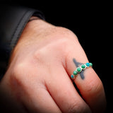 Solid 925 Sterling Silver & Natural Turquoise 6x Setting Band Ring