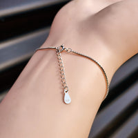 Solid 925 Sterling Silver & Created Opal Bar Chain Bracelet