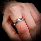 (R) Solid 925 Sterling Silver & Natural Labradorite Handmade Eternity Band Ring