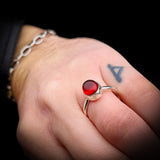Rustic Handmade Solid 925 Sterling Silver & Natural Garnet Hammer Finish Ring