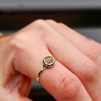 Solid 925 Oxidized Sterling Silver & Natural Irregular Tiger Eye Ring
