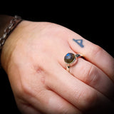 925 Sterling Silver & Natural Labradorite Faceted Round Handmade Ring