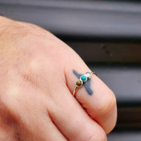 Solid 925 Sterling Silver & Moonstone, Turquoise, Tiger Eye Ring