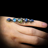 (Q) XL Solid Sterling Silver & Natural Labradorite Multi Setting Handmade Ring