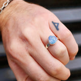 (R) Solid 925 Sterling Silver & Natural Australian Opal Irregular Handmade Ring