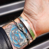 Solid 925 Sterling Silver & Natural Citrine Rustic Handmade Hammer Finish Cuff Bracelet