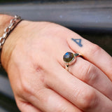 925 Sterling Silver & Natural Labradorite Faceted Round Handmade Ring