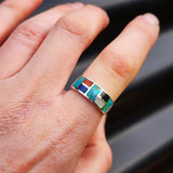 Solid 925 Sterling Silver & Natural Mixed Gemstone Band Ring