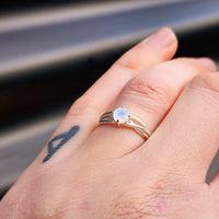 Solid 925 Sterling Silver & Natural Moonstone Spiral Cage Ring