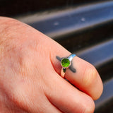 Solid 925 Sterling Silver & Natural Peridot Round Solitaire Ring