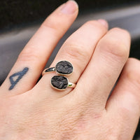 Rustic Solid 925 Sterling Silver & Natural Raw Black Double Tourmaline Handmade Ring