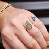 (R) Solid 925 Sterling Silver & Natural Raw Green Kyanite Handmade Ring