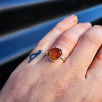 (R) Solid 925 Sterling Silver & Natural Raw Madeira Citrine Irregular Ring