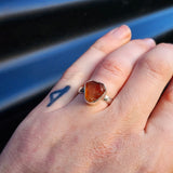(R) Solid 925 Sterling Silver & Natural Raw Madeira Citrine Irregular Ring