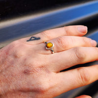 (R) Solid 925 Sterling Silver & Natural Tiger Eye Oval Solitaire Ring