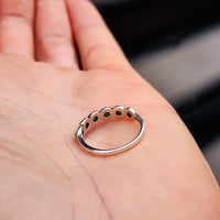 (M) Solid 925 Sterling Silver & Natural Turquoise 6x Setting Band Ring