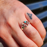 Solid 925 Sterling Silver & Natural Turquoise Mushroom Ring