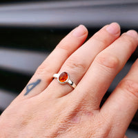Solid 925 Sterling Silver & Natural Amber Oval Signet Ring