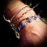 Solid 925 Sterling Silver & Natural Raw Tanzanite Handmade Chain Bracelet