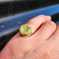 Solid 925 Sterling Silver & Monarch Opal Round Solitaire Ring