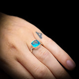 (T) Solid Sterling Silver & Natural Sky Blue Topaz Handmade Signet Ring