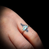 (M) Solid 925 Sterling Silver & Natural Turquoise Lotus Ring