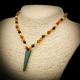 Amber & Greenstone Teething Necklace - Mixed Raw Amber One Off Necklace