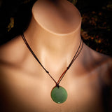 30mm Natural Aventurine Flat Disk Pendant Necklace