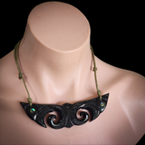 Pekapeka Black Bone Carving Pendant Necklace