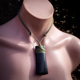 Notched Toki Black Bone Carving Pendant Necklace