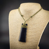 Notched Toki Black Bone Carving Pendant Necklace