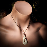 Natural Carved Maori Bone Carving Pendant Necklace - Twist Hook