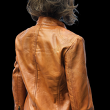 50% OFF SALE. Bronze Ridge - Womens REAL Genuine Leather Jacket - Tan Classic Cut
